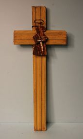 Wood Cross with Tin Angel