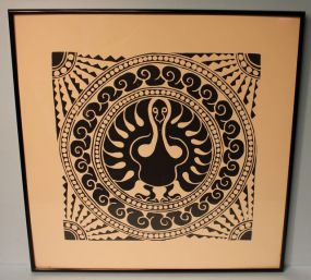 Walter Anderson Black and White Medallion Silk Screen with Duck
