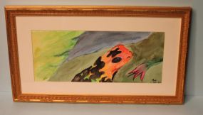 Watercolor of Frog, signed Paul S. Johnson