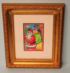 Small Watercolor of Santa, signed Buchanan