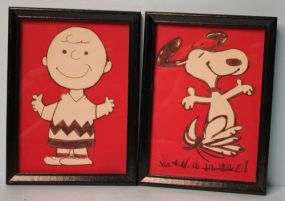 Pair of Cut-Outs Framed of Charlie Brown and Snoopy