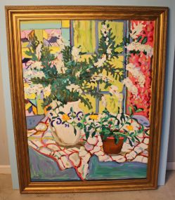 Large Oil Painting of Flower Pots