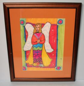 Framed Watercolor of Angel