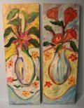 Two Oil on Canvas of Flowers in Vase
