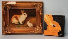 Two Oil on Canvas of Rabbits