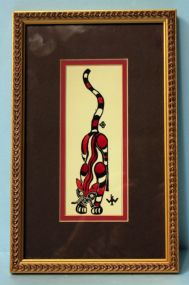 Walter Anderson Color Silk Screen of Cat from Ugly Duckling