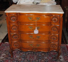 Vintage Walnut French Four Drawer Chest with Marble Top