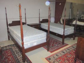 Pair of Vintage Mahogany Rice Beds
