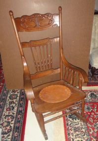 Oak Rocker with Circular Inset Leather Seat