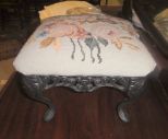 Iron Footstool with Needlepoint