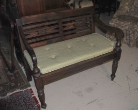 Contemporary Teakwood Bench with Cushion