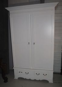 Contemporary Painted White Linen Press or Wardrobe