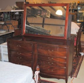 Vintage Mahogany Eight Drawer Dresser with Mirror