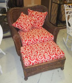 Rattan Arm Chair with Ottoman