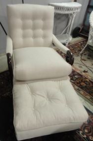 Upholstered Gooseneck Chair with Ottoman