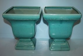 Pair of Turquoise Porcelain Planters