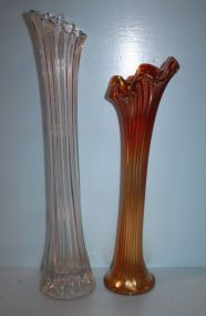 Two Glass Trumpet Vases