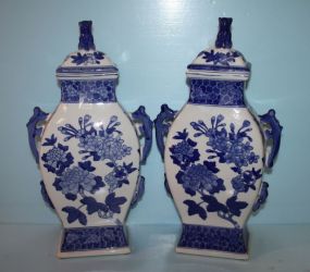 Pair of Blue and White Porcelain Jars