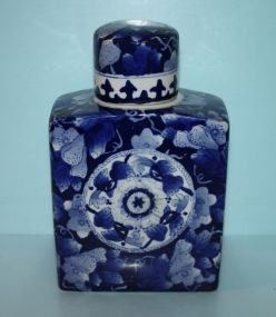 Blue and White Porcelain Covered Square Jar