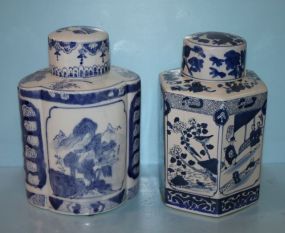 Two Blue and White Ginger Jars