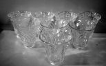 Five Glass Shades with Etching and Diamond Design along with Three Glass Shades