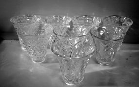 Five Glass Shades with Etching and Diamond Design along with Three Glass Shades