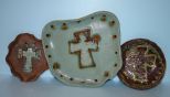 Three Pottery Pieces with Crosses