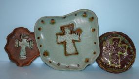 Three Pottery Pieces with Crosses