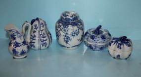 Five Various Blue and White Porcelain Pieces