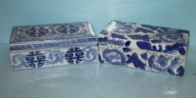 Two Blue and White Porcelain Covered Boxes