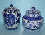 Two Blue and White Covered Porcelain Jars