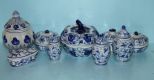 Nine Small Pieces of Blue and White Porcelain Pieces