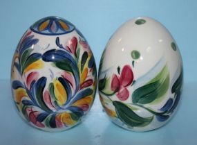 Two Gail Pittman Pottery Eggs