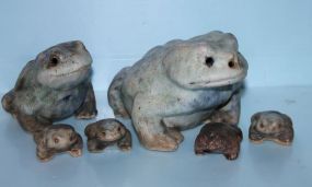 Group of Peters Pottery Frogs