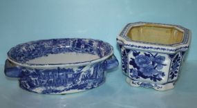 Small Blue and White Ironstone Oval Centerpiece