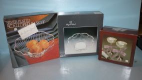 Two Silverplate Baskets in Box along with Pair of Silverplate Toasting Goblets in Box