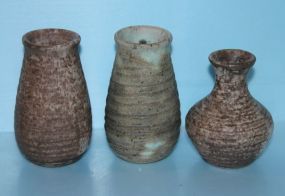 Three Pottery Small Vases