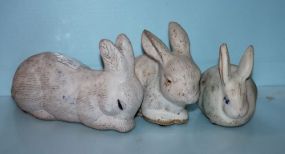 Three White Peters Pottery Rabbits