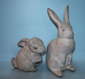 Two White Peters Pottery Rabbits