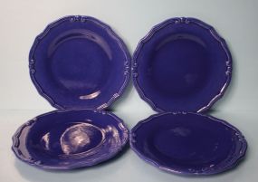 Four Cobalt Blue Dinner Plates