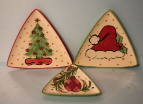 Three Gail Pittman Triangular Dishes