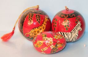 Two Painted Paper Balls; Painted Paper Egg