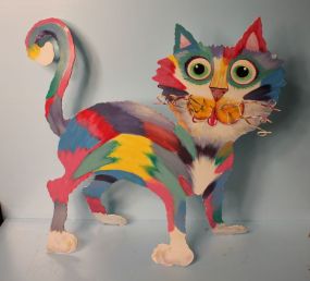 Multicolor Painted Tin Cat