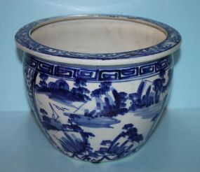 Blue and White Pottery Flower Pot