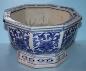 Blue and White Porcelain Eight Sided Planter