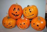 Group of Five Foam Jack o Lanterns