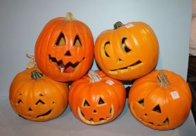 Group of Five Foam Jack o Lanterns