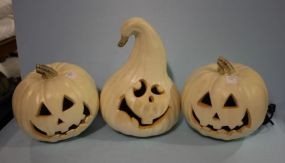 Group of Three White foam Jack o Lanterns