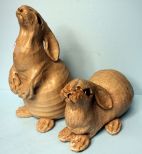 Pair of Pottery Rabbits