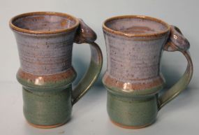 Pair of Blue Pottery Mugs